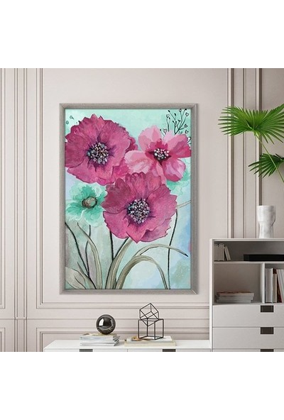 Pembe Suluboya Çiçek 2 Çerçeve ve Poster - B1173