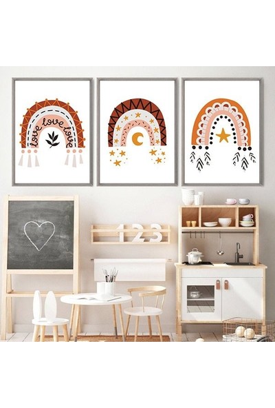 Gökkuşağı 2 Üçlü Çerçeve ve Poster Seti - HA1034