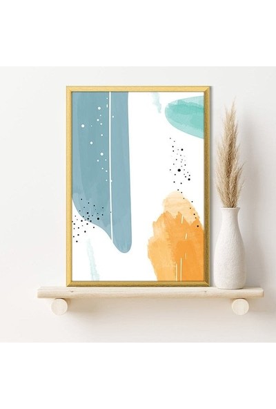 Sulu Boya Temalı Turuncu ve Yeşil Tonlar 4 Çerçeve ve Poster - C1268