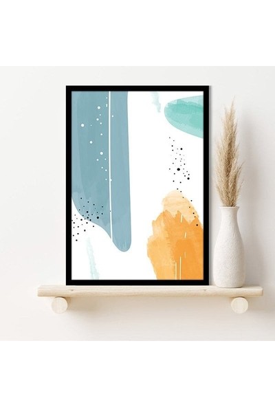 Sulu Boya Temalı Turuncu ve Yeşil Tonlar 4 Çerçeve ve Poster - C1268