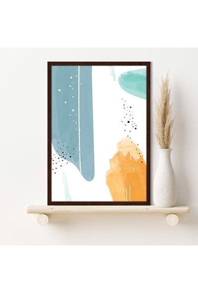 Sulu Boya Temalı Turuncu ve Yeşil Tonlar 4 Çerçeve ve Poster - C1268