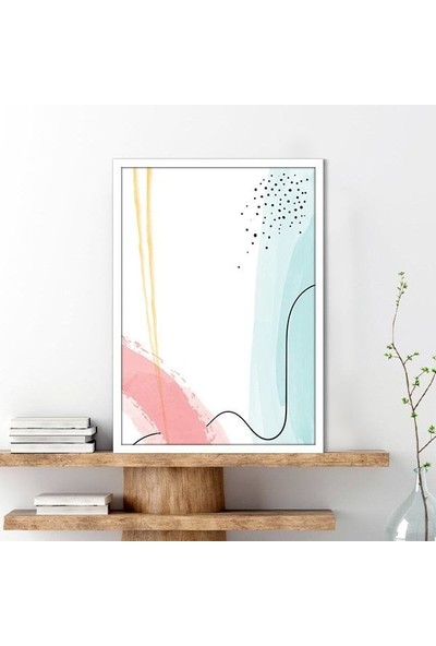 Sulu Boya Temalı Pembe - Yeşil Tonlar 2 Çerçeve ve Poster - C1266