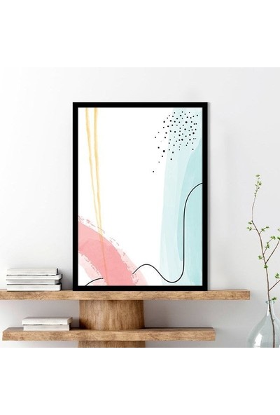 Sulu Boya Temalı Pembe - Yeşil Tonlar 2 Çerçeve ve Poster - C1266