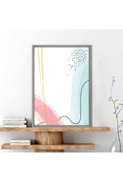 Sulu Boya Temalı Pembe - Yeşil Tonlar 2 Çerçeve ve Poster - C1266