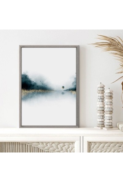 Gold Detaylı Petrol Yeşili Manzara 1 Çerçeve ve Poster - G1019