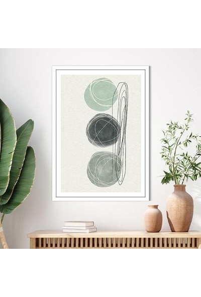 Sulu Boya Temalı Yeşil Tonlar 4 Çerçeve ve Poster - C1240