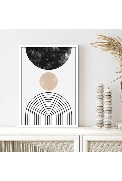 Siyah & Bej Daireler 1 Çerçeve ve Poster - C1084