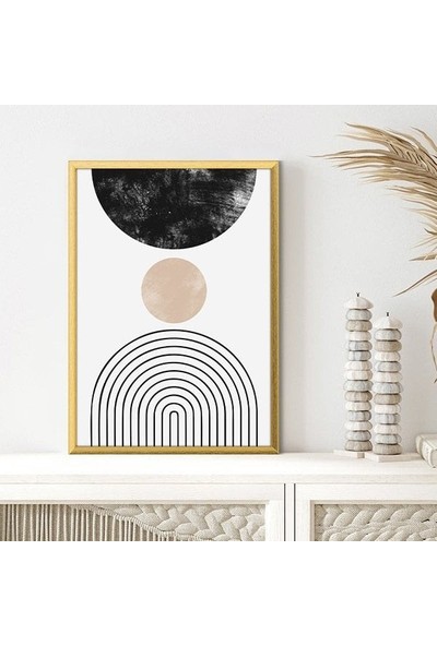 Siyah & Bej Daireler 1 Çerçeve ve Poster - C1084