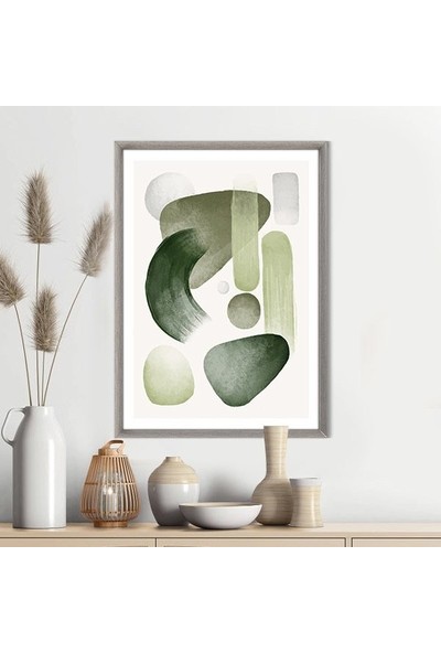 Sulu Boya Temalı Yeşil Tonlar 7 Çerçeve ve Poster - IL1074