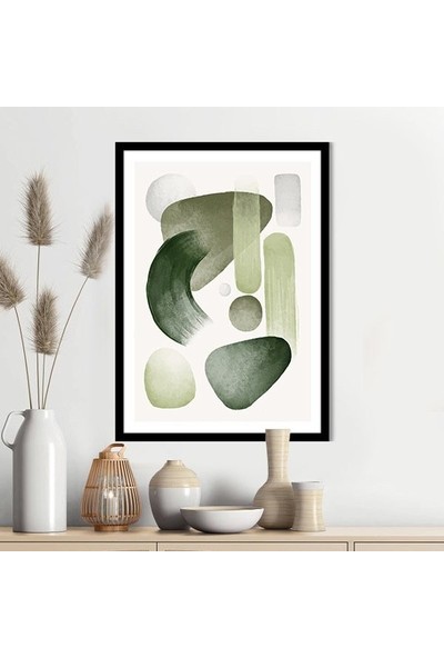 Sulu Boya Temalı Yeşil Tonlar 7 Çerçeve ve Poster - IL1074