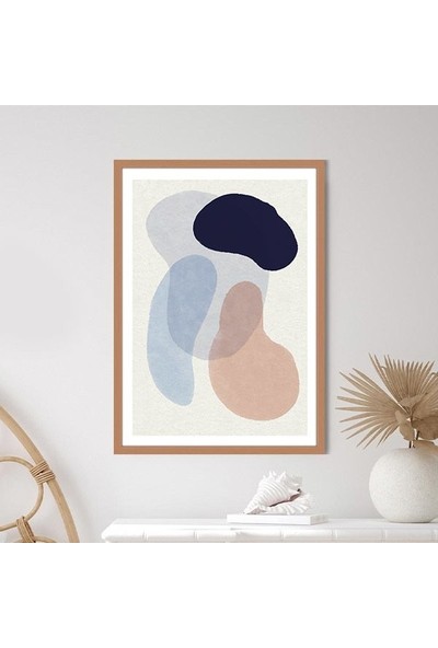 Mavi - Bej Geometrik Desenler 1 Çerçeve ve Poster - SO1073