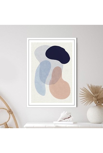 Mavi - Bej Geometrik Desenler 1 Çerçeve ve Poster - SO1073