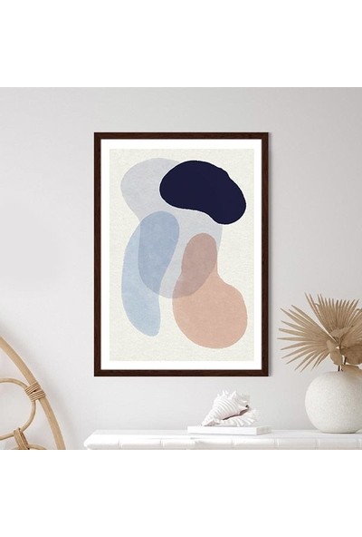 Mavi - Bej Geometrik Desenler 1 Çerçeve ve Poster - SO1073