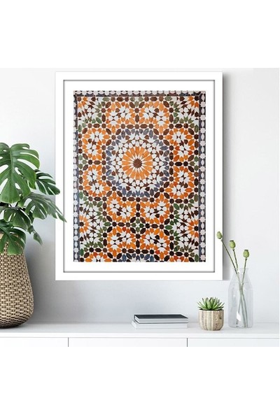 Turuncu - Yeşil Mozaik Tavan 1 Çerçeve ve Poster -  M1055