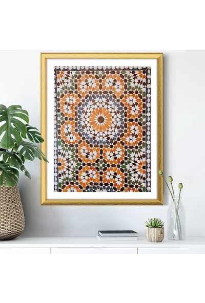 Turuncu - Yeşil Mozaik Tavan 1 Çerçeve ve Poster -  M1055