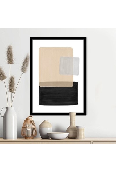 Bej - Siyah - Gri Geometrik Desenler 1 Çerçeve ve Poster - SO1067