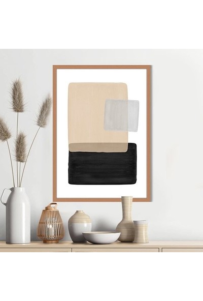 Bej - Siyah - Gri Geometrik Desenler 1 Çerçeve ve Poster - SO1067
