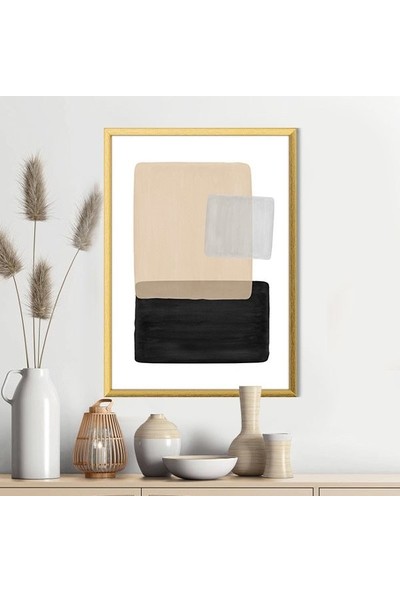 Bej - Siyah - Gri Geometrik Desenler 1 Çerçeve ve Poster - SO1067