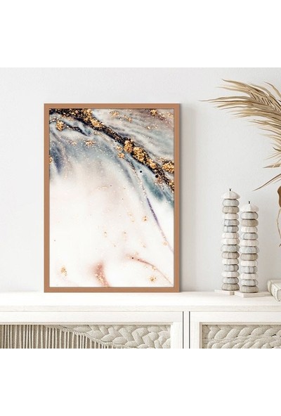 Gold Detaylı Soyut 3 Çerçeve ve Poster - SO1095