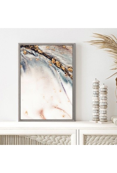 Gold Detaylı Soyut 3 Çerçeve ve Poster - SO1095