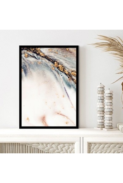 Gold Detaylı Soyut 3 Çerçeve ve Poster - SO1095
