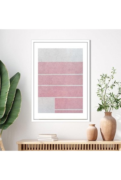 Pembe - Beyaz Duvar 1 Çerçeve ve Poster - SO1149