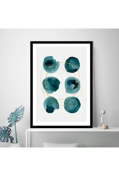Petrol Yeşili Yuvarlaklar 1 Çerçeve ve Poster - SO1122