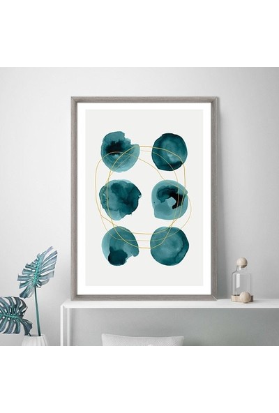 Petrol Yeşili Yuvarlaklar 1 Çerçeve ve Poster - SO1122