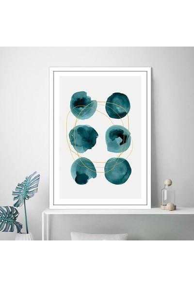 Petrol Yeşili Yuvarlaklar 1 Çerçeve ve Poster - SO1122