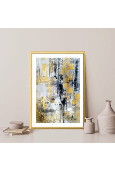 Sarı - Siyah Soyut 1 Çerçeve ve Poster - SO1126