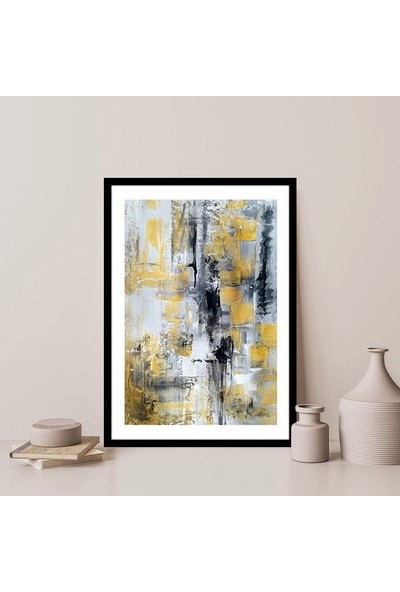 Sarı - Siyah Soyut 1 Çerçeve ve Poster - SO1126