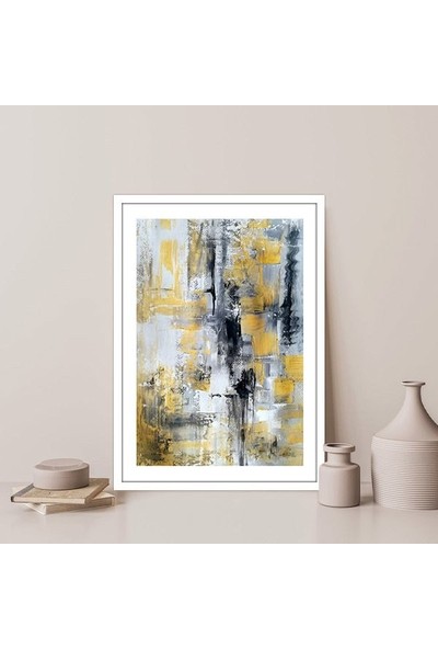 Sarı - Siyah Soyut 1 Çerçeve ve Poster - SO1126
