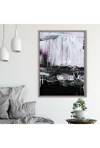Gri - Mor Yağlı Boya Dokulu 2 Çerçeve ve Poster - SO1103