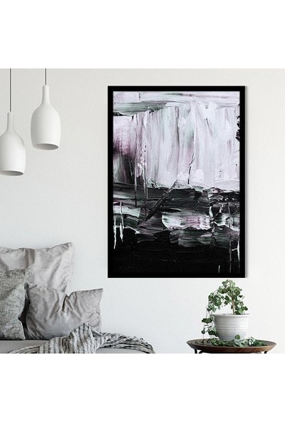 Gri - Mor Yağlı Boya Dokulu 2 Çerçeve ve Poster - SO1103