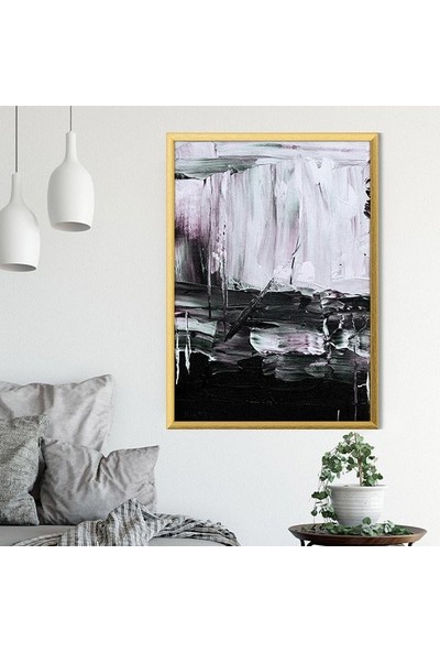 Gri - Mor Yağlı Boya Dokulu 2 Çerçeve ve Poster - SO1103