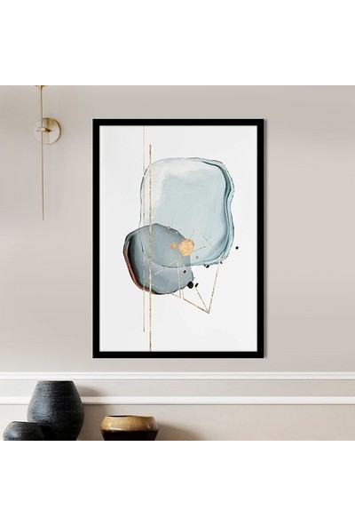 Mavi - Gold Geometrik Desenler 2 Çerçeve ve Poster - SO1114