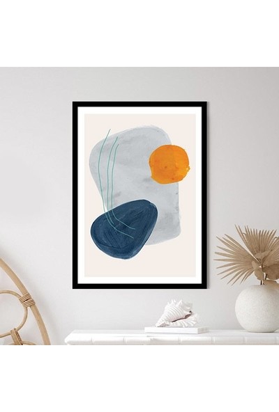 Mavi - Turuncu Geometrik Desenler 1 Çerçeve ve Poster - SO1069