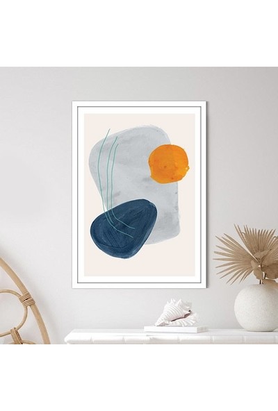 Mavi - Turuncu Geometrik Desenler 1 Çerçeve ve Poster - SO1069