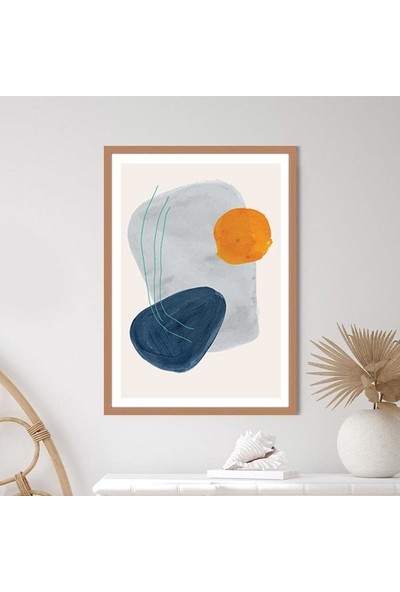 Mavi - Turuncu Geometrik Desenler 1 Çerçeve ve Poster - SO1069