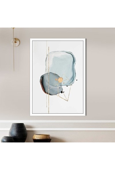 Mavi - Gold Geometrik Desenler 2 Çerçeve ve Poster - SO1114