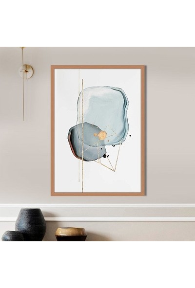 Mavi - Gold Geometrik Desenler 2 Çerçeve ve Poster - SO1114