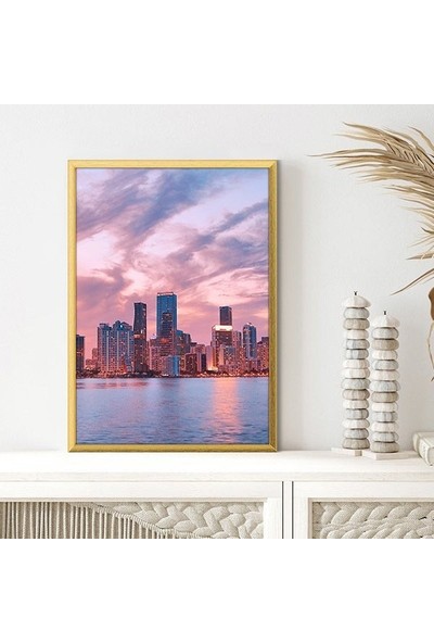 Gün Batımı Binalar 2 Çerçeve ve Poster -  M1038
