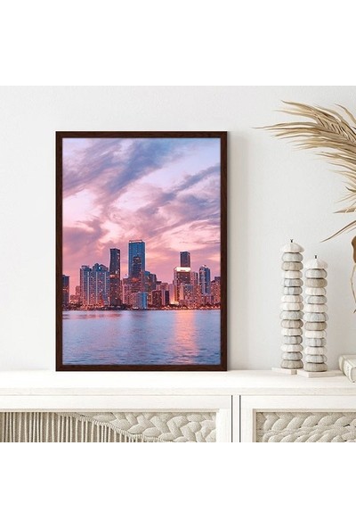 Gün Batımı Binalar 2 Çerçeve ve Poster -  M1038