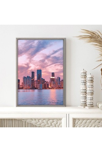 Gün Batımı Binalar 2 Çerçeve ve Poster -  M1038