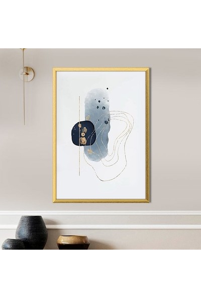 Mavi - Gold Geometrik Desenler 1 Çerçeve ve Poster - SO1113
