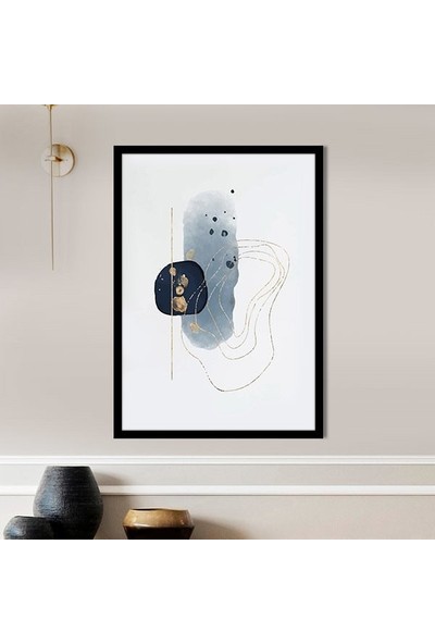 Mavi - Gold Geometrik Desenler 1 Çerçeve ve Poster - SO1113