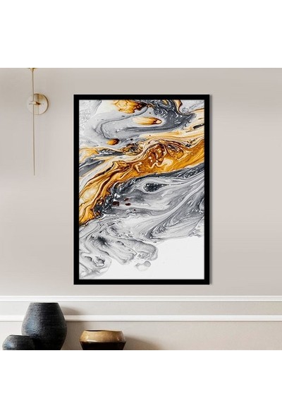 Turuncu - Gri Soyut 2 Çerçeve ve Poster - SO1091