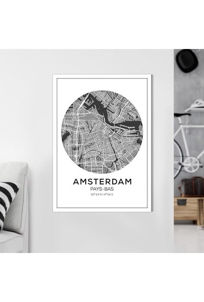 Amsterdam Harita 1 Çerçeve ve Poster - SH1000