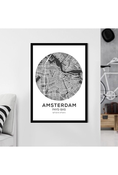 Amsterdam Harita 1 Çerçeve ve Poster - SH1000