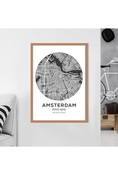 Amsterdam Harita 1 Çerçeve ve Poster - SH1000